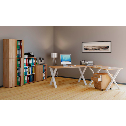 Artikelbild 3 für VCM my office Schiebetürenschrank XXL Lona, 914375 eiche 3 Fachböden 70,0 x 37,0 x 183,0 cm, Artikelnummer 973216