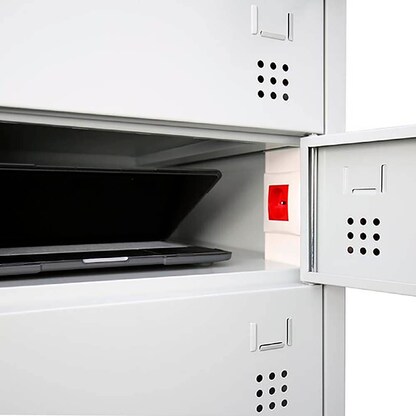 Artikelbild 2 für LÜLLMANN Schließfachschrank mit Ladefunktion lichtgrau 526440, 10 Schließfächer 50,0 x 50,0 x 180,0 cm, Artikelnummer 186599