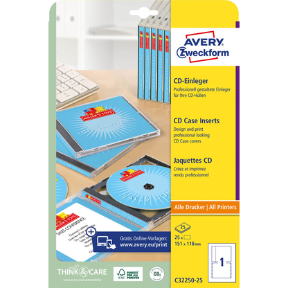 Artikelbild 2 für AVERY Zweckform CD-Einleger C32250-25 weiß, 25 Sätze, Artikelnummer 955971