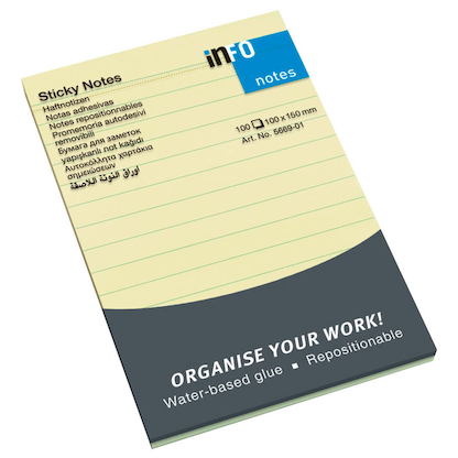 Artikelbild für inFO Haftnotizen 5669-01-L gelb, 1 Block, Artikelnummer 438352