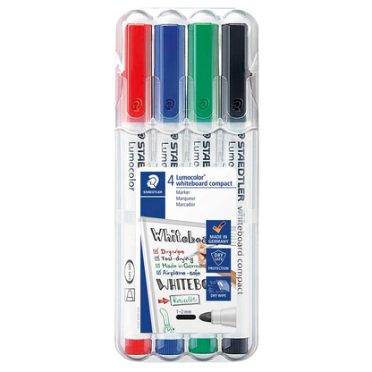 Artikelbild für STAEDTLER compact Whiteboard-Marker farbsortiert 1,0 - 2,0 mm, 4 St., Artikelnummer 136341