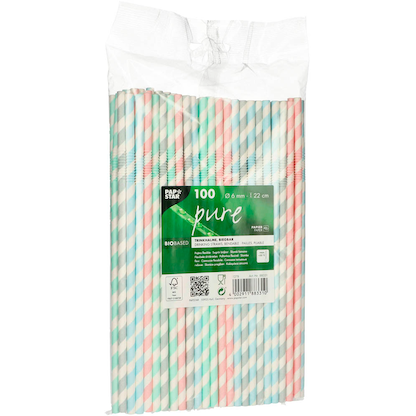 Artikelbild für 100 PAPSTAR Strohhalme pure farbsortiert, Artikelnummer 329171