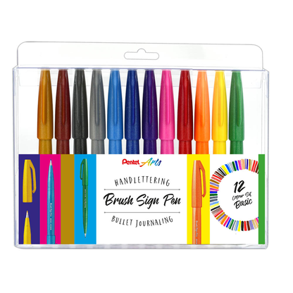 Artikelbild für Pentel SES15-12 Brush-Pen-Set farbsortiert, 12 St., Artikelnummer 861007