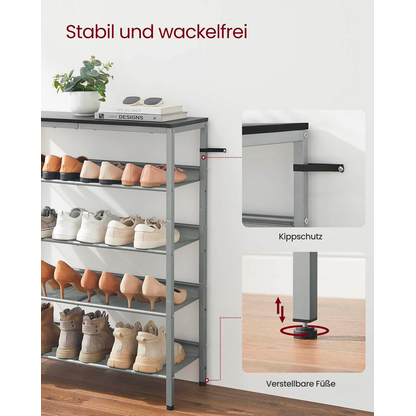 Artikelbild 7 für VASAGLE Schuhregal silber, schwarz 75,0 x 28,0 x 93,0 cm, 1 St., Artikelnummer 261147