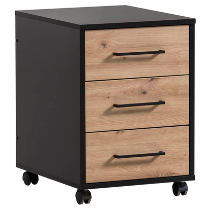 Artikelbild 6 für MÖBELPARTNER Aino Rollcontainer schwarz, artisan-eiche 3 Auszüge 40,1 x 50,0 x 57,0 cm, Artikelnummer 172359