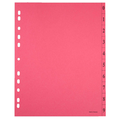 Artikelbild 14 für Trennblätter DIN A4 0-9 farbsortiert, 250 g/qm, 100 Blatt, Artikelnummer 630586