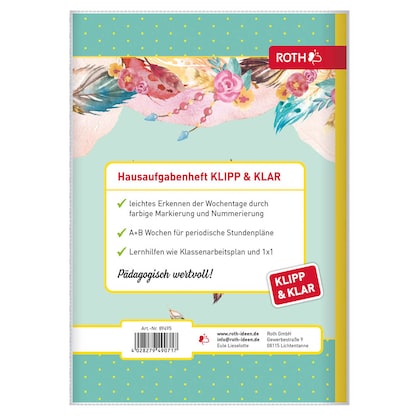 Artikelbild 3 für ROTH Hausaufgabenheft Eule Lieselotte Klipp & Klar liniert DIN A5 ohne Rand, 96 Blatt, 1 St., Artikelnummer 580359