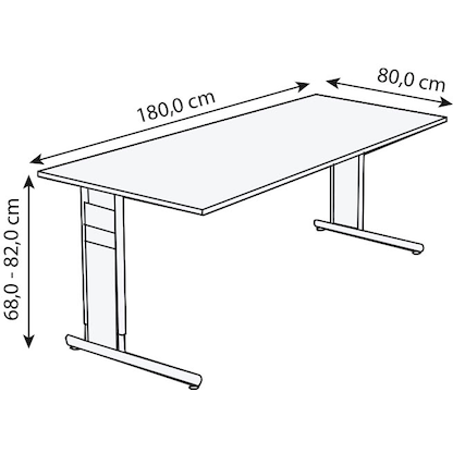 Artikelbild 2 für Kerkmann Priola höhenverstellbarer Schreibtisch grafit rechteckig, C-Fuß-Gestell silber 180,0 x 80,0 cm, Artikelnummer 449583