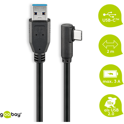 Artikelbild 2 für goobay USB C/USB 3.0 A Kabel 2,0 m schwarz, 1 St., Artikelnummer 666497