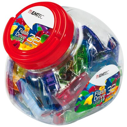 Artikelbild 2 für EMTEC USB-Sticks C410 Color Mix - Candy Jar 2.0 blau, gelb, grün, lila, rot 32 GB, 80 St., Artikelnummer 530799