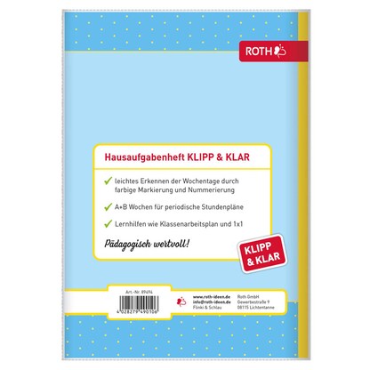 Artikelbild 3 für ROTH Hausaufgabenheft Flinki & Schlau Klipp & Klar liniert DIN A5 ohne Rand, 96 Blatt, 1 St., Artikelnummer 580094