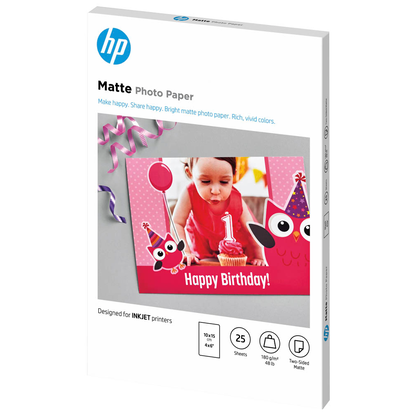 Artikelbild für HP Fotopapier 7HF70A 10,0 x 15,0 cm matt 180 g/qm 25 Blatt, Artikelnummer 101367
