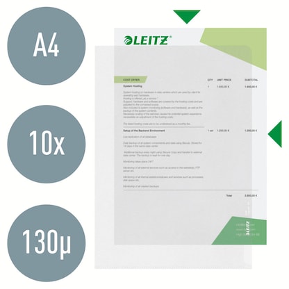 Artikelbild 7 für LEITZ Sichthüllen Standard 4000 DIN A4 transparent genarbt 0,13 mm, 100 St., Artikelnummer 578674