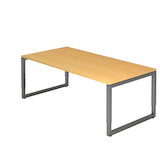 Artikelbild 1 für HAMMERBACHER RS2E höhenverstellbarer Schreibtisch buche rechteckig, Kufen-Gestell grau 200,0 x 100,0 cm, Artikelnummer 865244