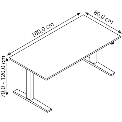 Artikelbild 3 für HAMMERBACHER Akandia elektrisch höhenverstellbarer Schreibtisch lichtgrau rechteckig, C-Fuß-Gestell silber 160,0 x 80,0 cm, Artikelnummer 486561