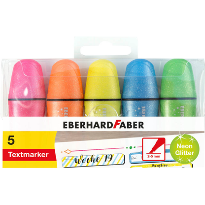 Artikelbild für EBERHARD FABER Glitzer neon Mini Textmarker farbsortiert, 5 St., Artikelnummer 749777