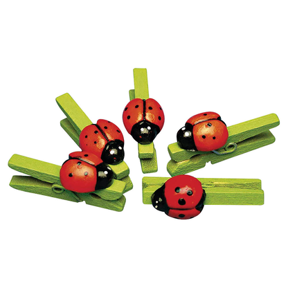 Artikelbild für Rayher Holzklammern mehrfarbig mit Marienkäfer, 12 St., Artikelnummer 958761