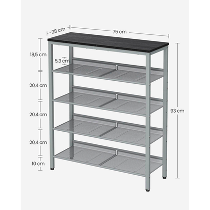 Artikelbild 5 für VASAGLE Schuhregal silber, schwarz 75,0 x 28,0 x 93,0 cm, 1 St., Artikelnummer 261147