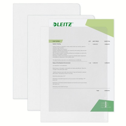 Artikelbild für LEITZ Sichthüllen Standard 4000 DIN A4 transparent genarbt 0,13 mm, 100 St., Artikelnummer 578674