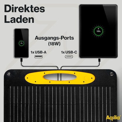 Artikelbild 4 für Aqiila® Sunbird P100 Lade-Solarpanel schwarz, Kabellänge: 3,0 m, 100 W, Artikelnummer 533949