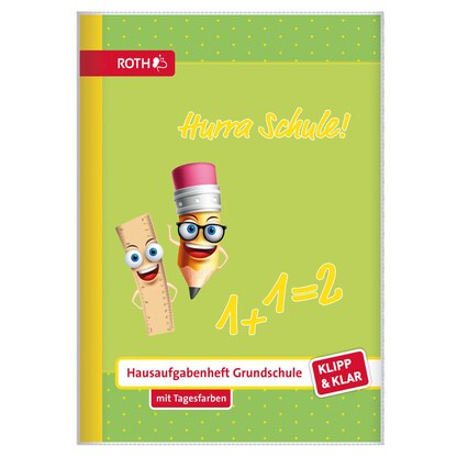 Artikelbild 2 für ROTH Hausaufgabenheft Hurra Schule Klipp & Klar liniert DIN A5 ohne Rand, 96 Blatt, 1 St., Artikelnummer 580524