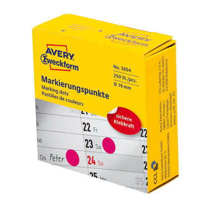 Artikelbild 2 für AVERY Zweckform Klebepunkte 3854 magenta Ø 19,0 mm, 250 St., Artikelnummer 416185