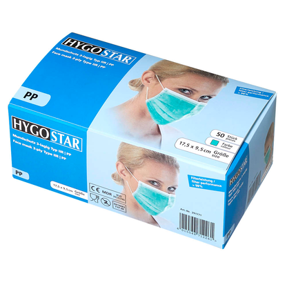 Artikelbild 4 für HYGOSTAR medizinischer Mundschutz DIN EN 14683 Typ II R, 50 St., Artikelnummer 500359