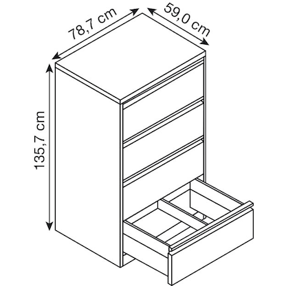 Artikelbild 2 für CP Hängeregistraturschrank verkehrsweiß 4 Schubladen 78,7 x 59,0 x 135,7 cm, 1 St., Artikelnummer 269377