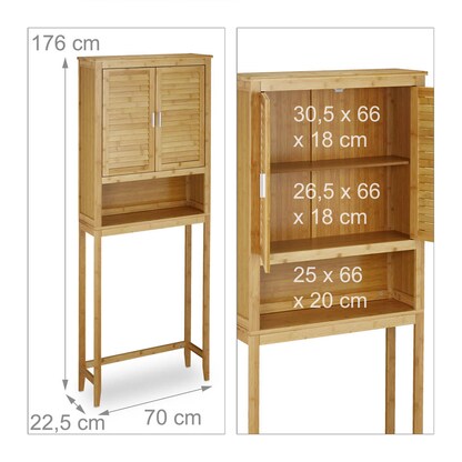 Artikelbild 8 für relaxdays Waschmaschinenschrank, 10020299_0 braun 3 Fachböden 70,0 x 22,5 x 176,0 cm, Artikelnummer 518987