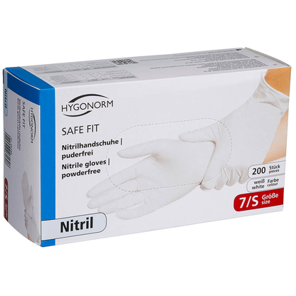 Artikelbild für HYGONORM unisex Einmalhandschuhe SAFE FIT weiß Größe S, 200 St., Artikelnummer 588044