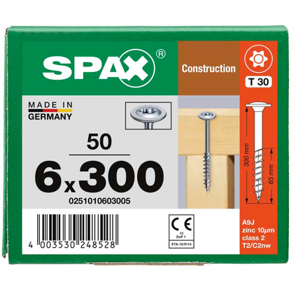 Artikelbild 7 für SPAX® Holzbauschrauben T30 Tellerkopf WIROX 0251010603005 6 mm x 300 mm, 50 St., Artikelnummer 397889