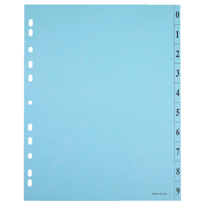 Artikelbild 7 für Trennblätter DIN A4 0-9 farbsortiert, 250 g/qm, 100 Blatt, Artikelnummer 630586