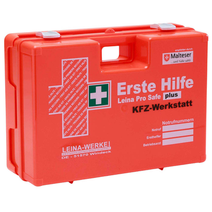 Artikelbild für LEINA-WERKE Erste-Hilfe-Koffer Pro Safe plus KFZ-Werkstatt DIN 13169 + Erweiterung orange, Artikelnummer 566005