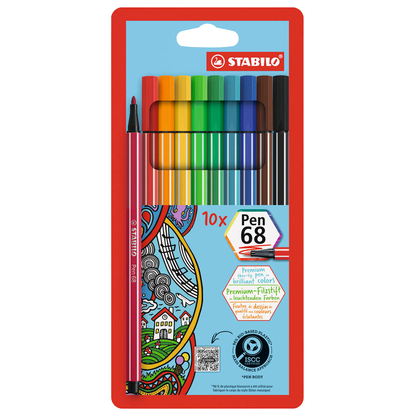 Artikelbild für STABILO pen 68 Filzstifte farbsortiert, 10 St., Artikelnummer 719989