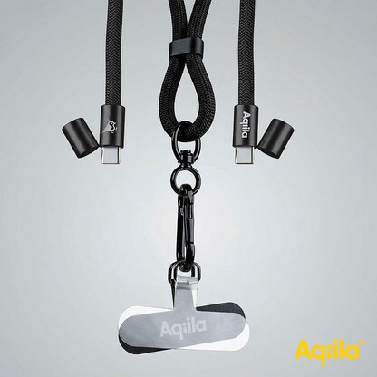 Artikelbild 5 für Aqiila® LANYARD Handykette Ladekabel schwarz, Kabellänge: 0,3 - 1,5 m, 60 Watt, Artikelnummer 739486