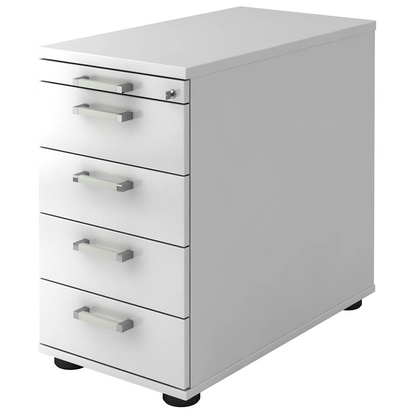 Artikelbild für HAMMERBACHER Solid SC50 Standcontainer weiß 5 Auszüge Metall-Stangengriff chrom, gebürstet 42,8 x 80,0 x 72,0 - 76,0 cm, Artikelnummer 593520