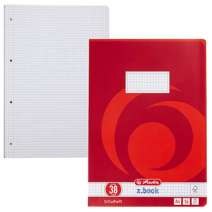 Artikelbild für herlitz Schulheft x.book 4-fach-Lochung Lineatur 38 kariert DIN A4 Innen- und Außenrand, 16 Blatt, 1 St., Artikelnummer 891277