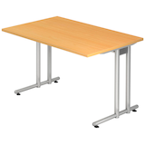 Artikelbild 1 für HAMMERBACHER NS12 Schreibtisch buche rechteckig, C-Fuß-Gestell silber 120,0 x 80,0 cm, Artikelnummer 865100