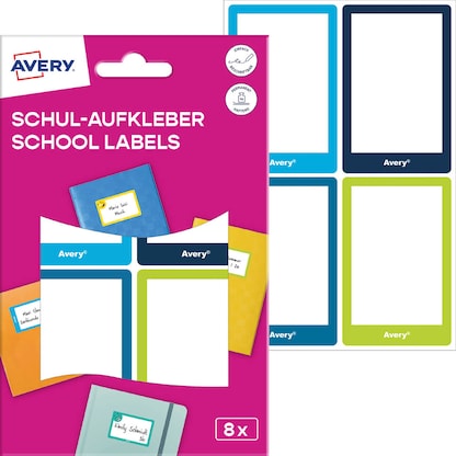 Artikelbild für AVERY Zweckform Schuletiketten Rahmen, farblich sortiert, 8 Etiketten, Artikelnummer 588156