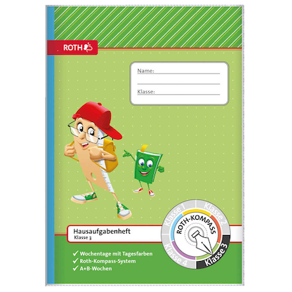 Artikelbild 2 für ROTH Hausaufgabenheft Kompass 3. Klasse liniert DIN A5 ohne Rand, 48 Blatt, 1 St., Artikelnummer 580708