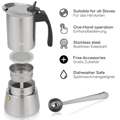 Artikelbild 4 für Milu Espressokocher silber, 6 Tassen, Artikelnummer 860085