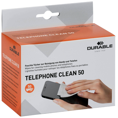 Artikelbild 3 für DURABLE Bildschirm-Reinigungstücher TELEPHONE CLEAN 50 weiß, 50 Tücher, Artikelnummer 363529