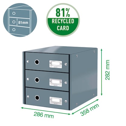 Artikelbild 3 für LEITZ Schubladenbox Click & Store eisblau 60480051, DIN A4 mit 3 Schubladen, 1 St., Artikelnummer 211072
