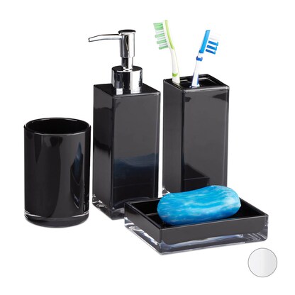 Artikelbild für relaxdays Badaccessoires-Set schwarz, 1 Set, Artikelnummer 382954