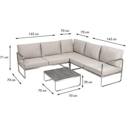 Artikelbild 2 für greemotion Loungegruppe Sydney beige, silber Metall, 15-teilig, Artikelnummer 422921