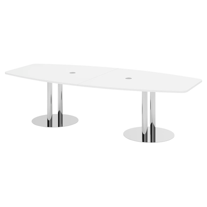 Artikelbild für HAMMERBACHER Konferenztisch KT28S weiß Tonnenform, Rundrohr chrom, 280,0 x 85,0 - 130,0 x 74,0 cm, Artikelnummer 579627