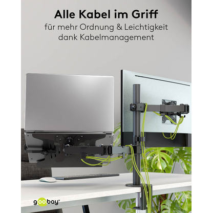 Artikelbild 6 für goobay Laptop-Monitor-Halterung 70815 schwarz für 1 Monitor und 1 Notebook, Tischbohrung, Tischklemme, Artikelnummer 557179