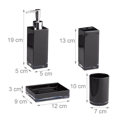 Artikelbild 3 für relaxdays Badaccessoires-Set schwarz, 1 Set, Artikelnummer 382954