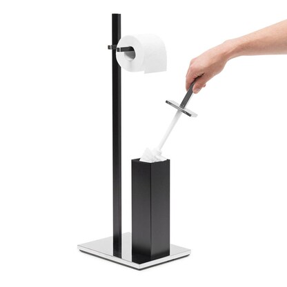 Artikelbild 2 für relaxdays WC-Garnitur schwarz, silber Metall, 1 St., Artikelnummer 360972