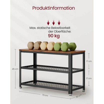 Artikelbild 2 für VASAGLE Schuhbank LBS73X braun, schwarz Holz 73,0 cm, Artikelnummer 262929